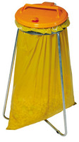 Müllsackständer für 1 x 120-l-Müllsack, mit Klemmring, stationär, mit  gelbem Kunststoffdeckel, BxTxH 500x500x900 mm - Storjohann Shop